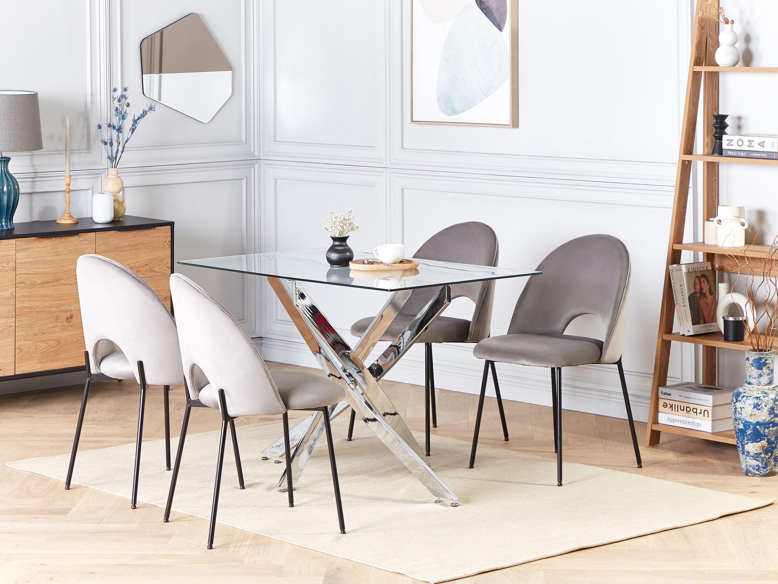 Beliani Table de repas en Verre de sécurité Moderne MARAMO  