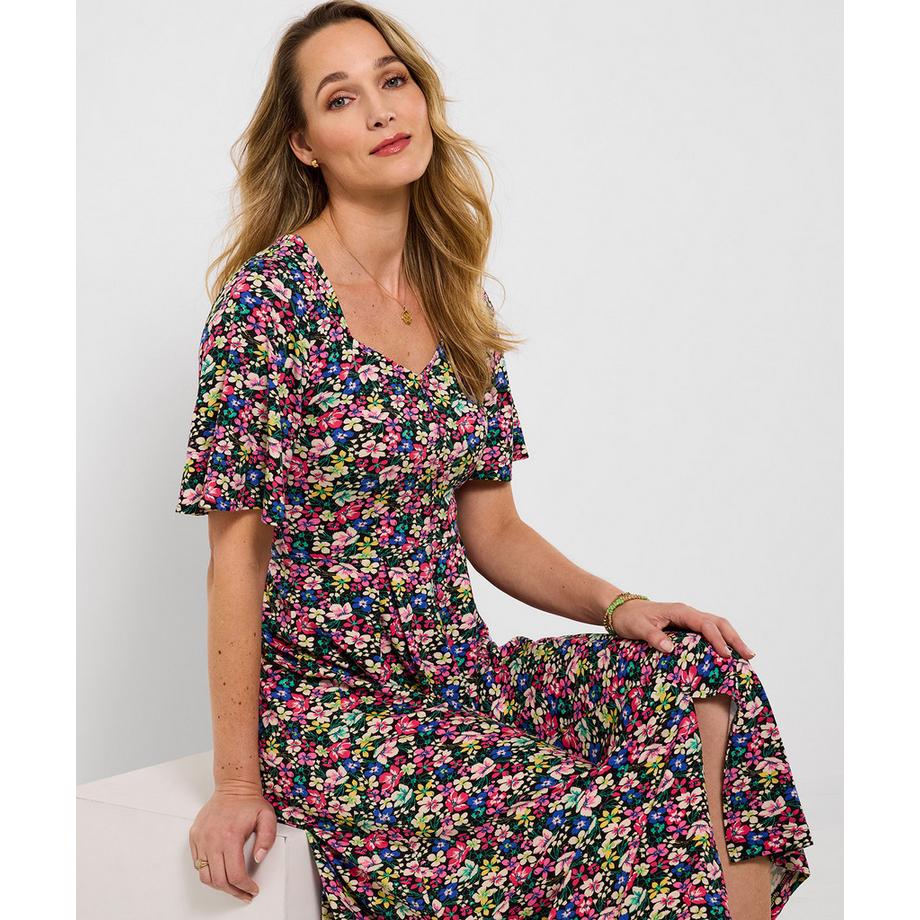 Jerseykleid mit schmeichelndem Blumenmuster