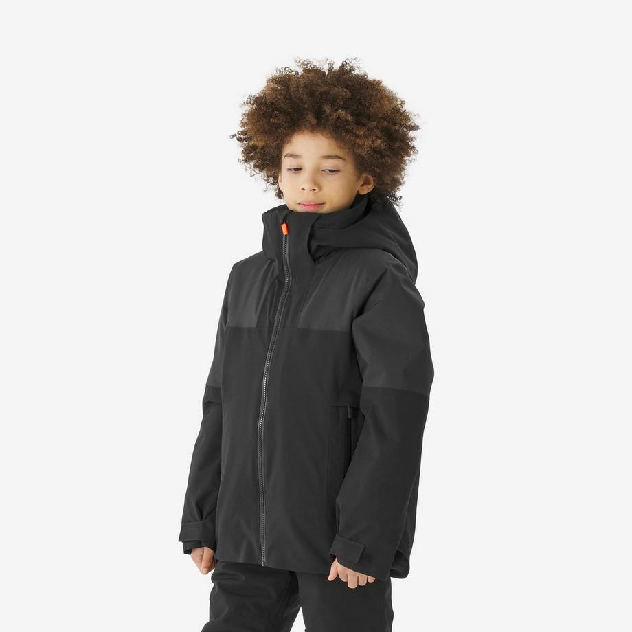 Veste de ski chaude et imperméable enfant 8-14 ans, 900 noir
