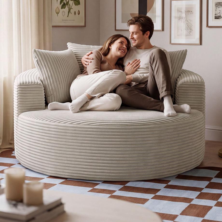 Tectake Poltrona relax Love Rivestimento in velluto, ampio schienale semicircolare  