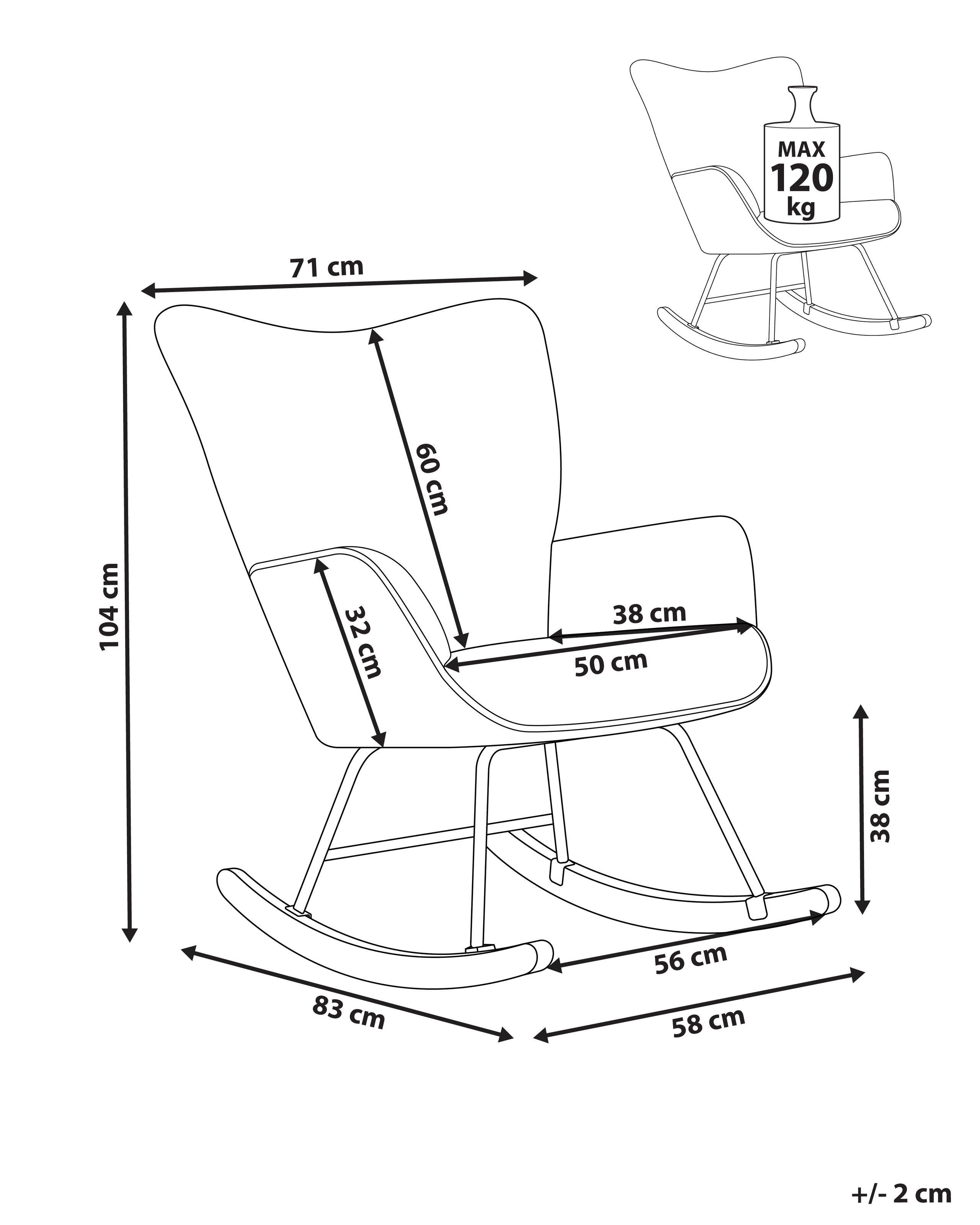 Beliani Fauteuil à bascule en Velours côtelé Rétro ARSET  