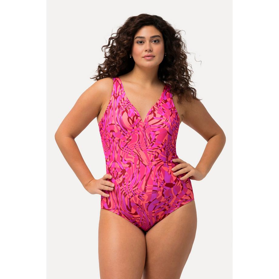 Ulla Popken Costume da bagno motivo a spirale coppe morbide ferretto riciclato  