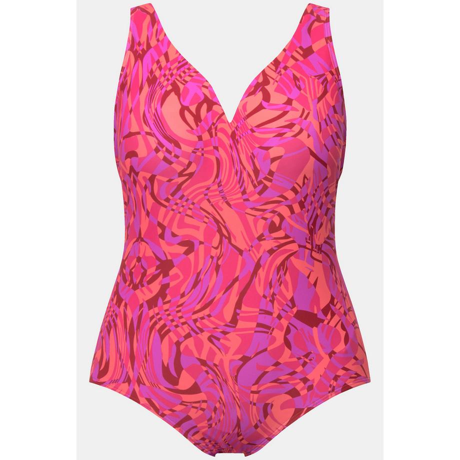 Ulla Popken Costume da bagno motivo a spirale coppe morbide ferretto riciclato  