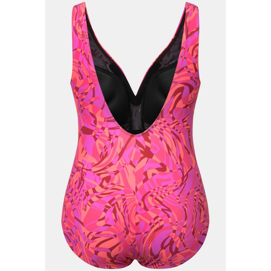 Ulla Popken Costume da bagno motivo a spirale coppe morbide ferretto riciclato  