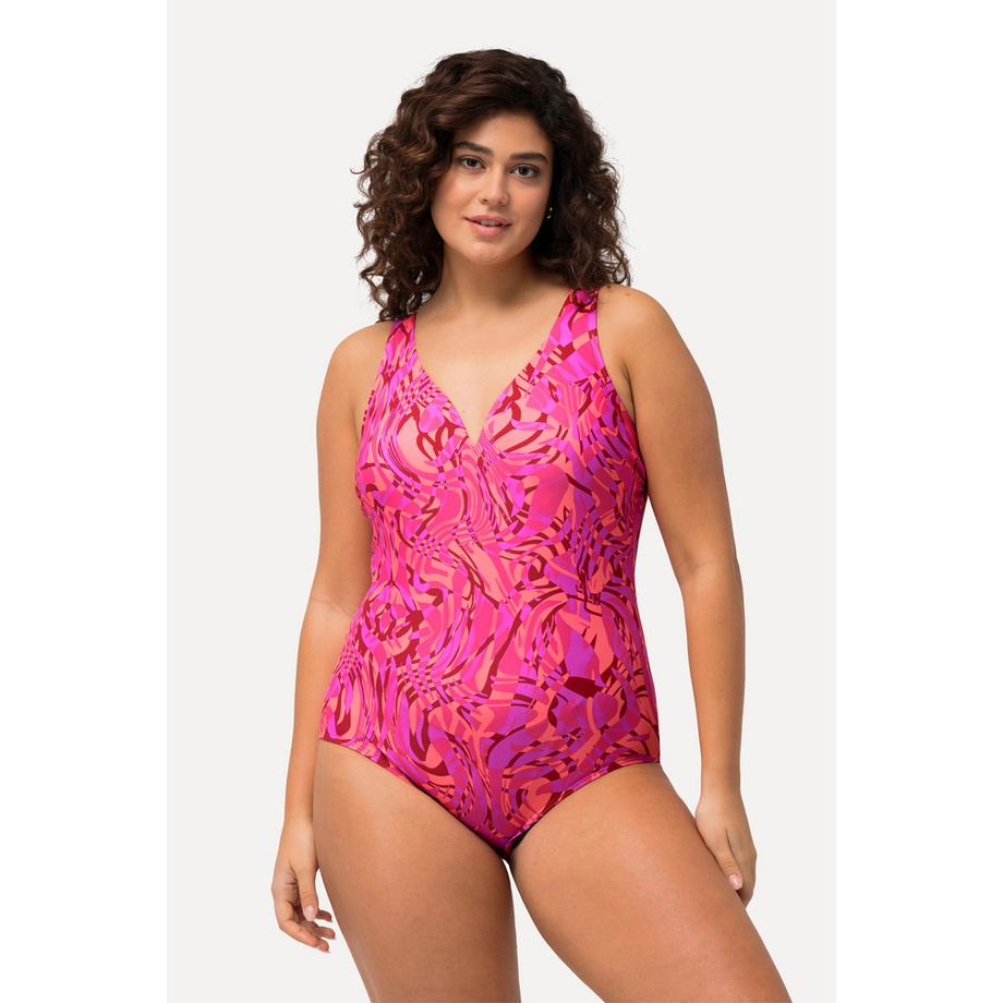 Ulla Popken Costume da bagno motivo a spirale coppe morbide ferretto riciclato  