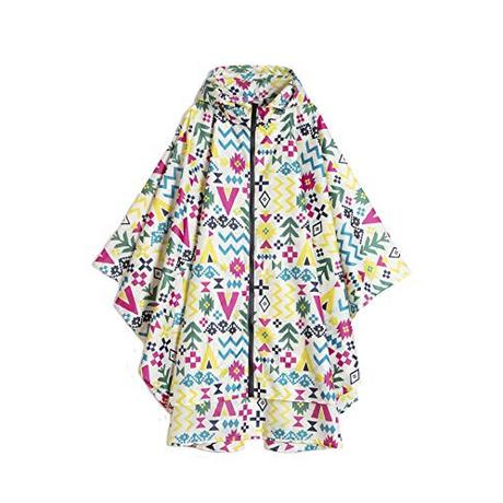 Alopini Stylischer wasserdichter Regenponcho mit Kapuze Reissverschluss  