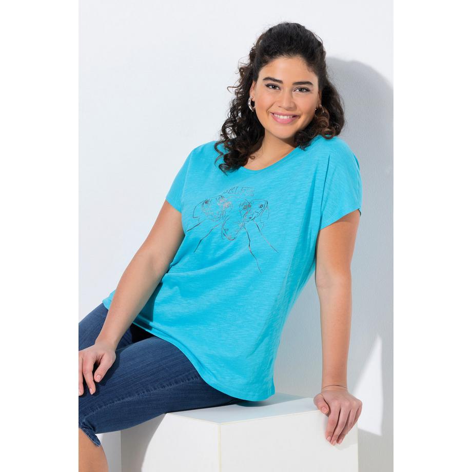 Ulla Popken T-shirt Oversized Motif Animal Métallisé Manches Courtes  