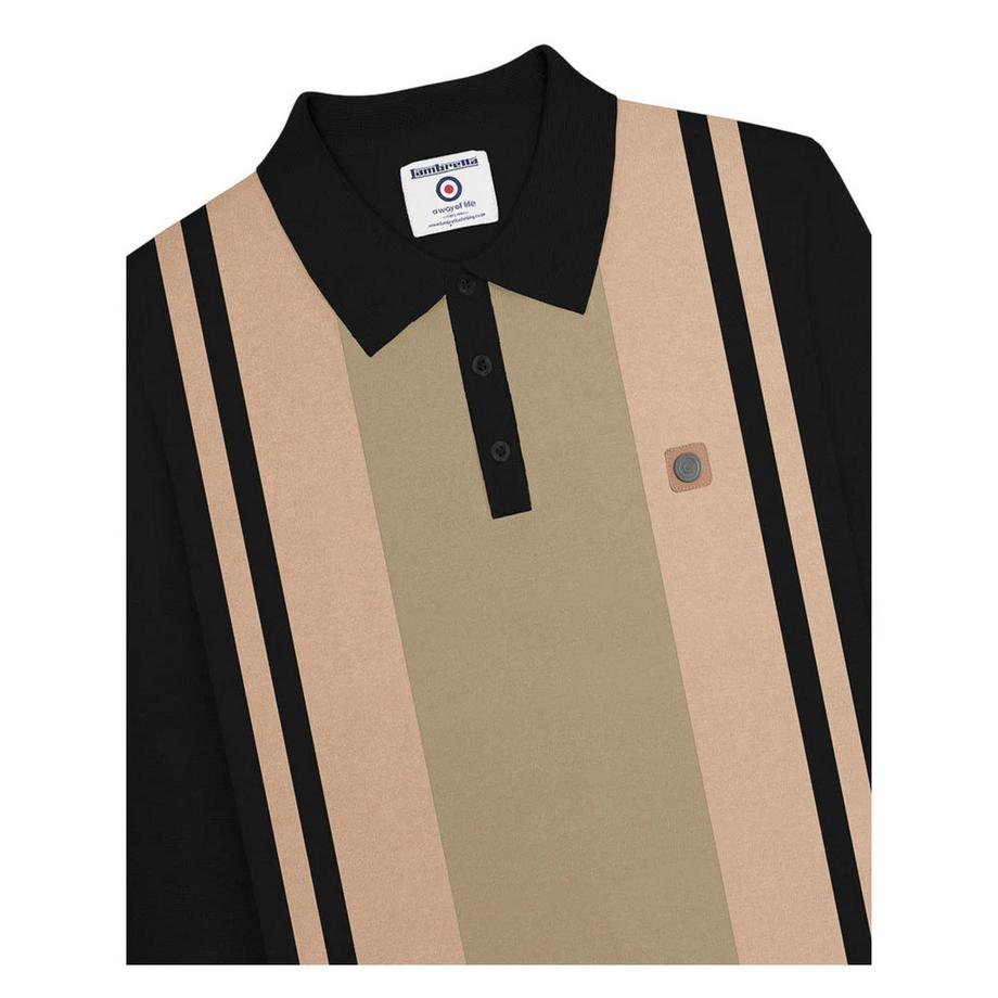 Lambretta  Aw25 Maglietta Polo Vintage Con Pannelli Manica Lunga 