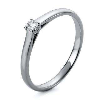 MUAU Schmuck  Bague solitaire or blanc 750/18K diamant 0,1ct. 