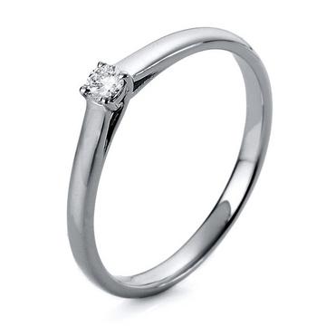 Bague solitaire or blanc 750/18K diamant 0,1ct.