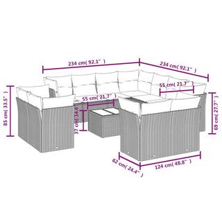 VidaXL Ensemble de canapés de jardin rotin synthétique  