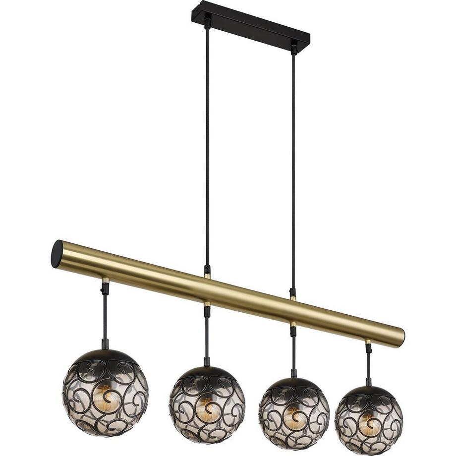 mutoni Lampe à suspension Fitz métal noir mat 4xE27  