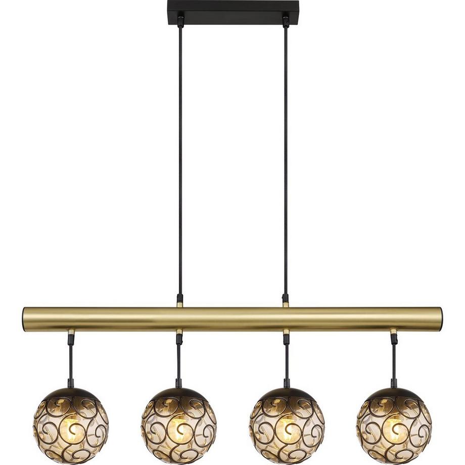 mutoni Lampe à suspension Fitz métal noir mat 4xE27  