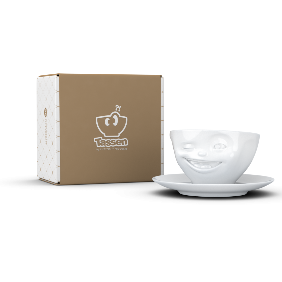 58products Kaffeetasse Zwinkernd weiss  