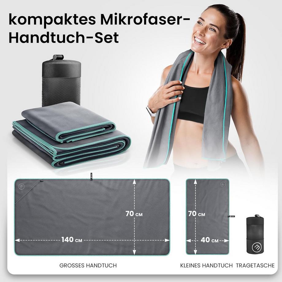 Bemaxx  BeMaxx Mikrofaser-Handtuch-Set, Grau 