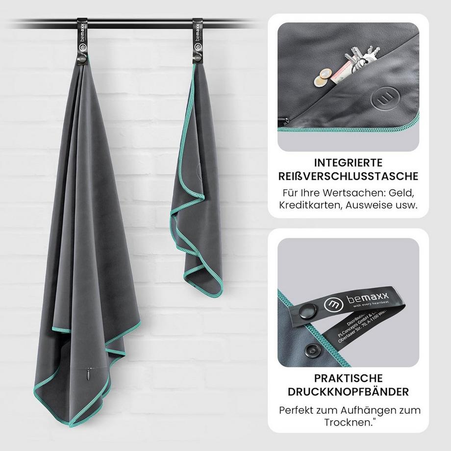 Bemaxx  BeMaxx Mikrofaser-Handtuch-Set, Grau 