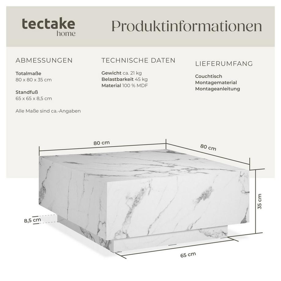 Tectake Table basse LASLEY design minimaliste  