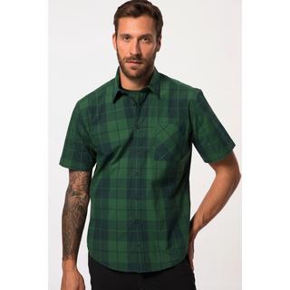 JP1880  Chemise Outdoor manches courtes, imprimé à carreaux et col Kent - coupe Modern Fit 