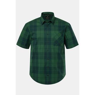 JP1880  Chemise Outdoor manches courtes, imprimé à carreaux et col Kent - coupe Modern Fit 