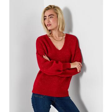 Pullover mit V-Ausschnitt und weiten Ärmeln
