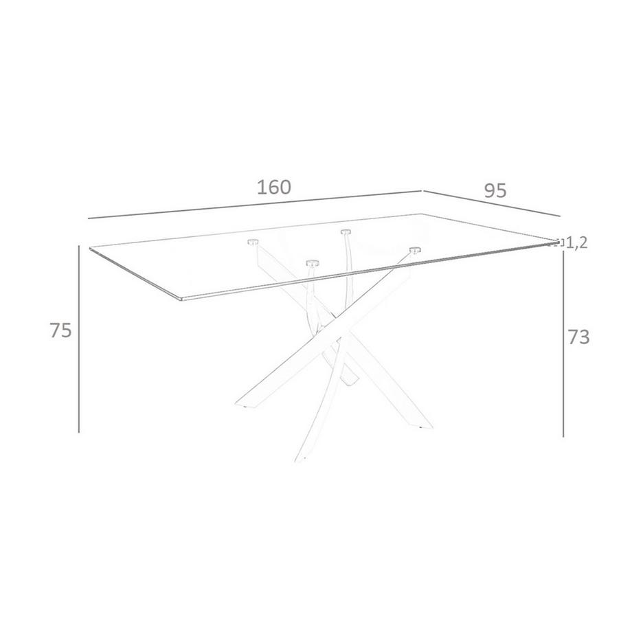 ANGEL CERDA Esstisch Rechteckig gehärtetes Glas auser Stahl  