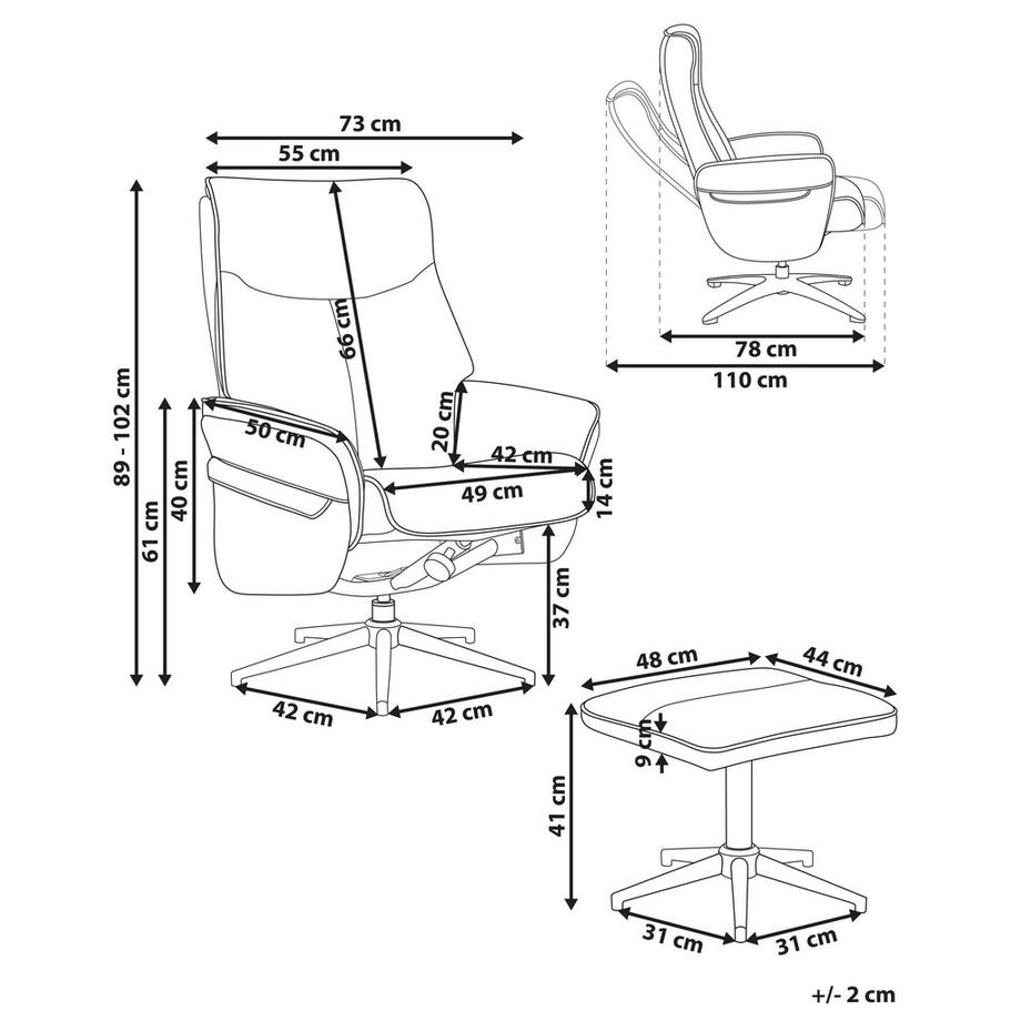 Beliani Sedia reclinabile en Ecopelle vegana Classico ERATO  