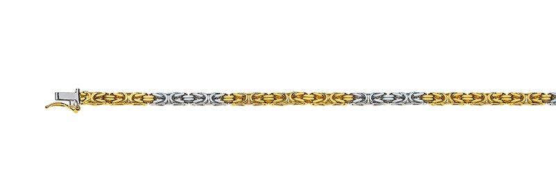 MUAU Schmuck  Bracelet Königskette klassisch Bicolor Gelb-/Weissgold 750, 19cm, 3.3mm 