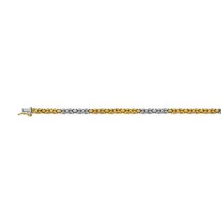 MUAU Schmuck  Bracelet Königskette klassisch Bicolor Gelb-/Weissgold 750, 19cm, 3.3mm 