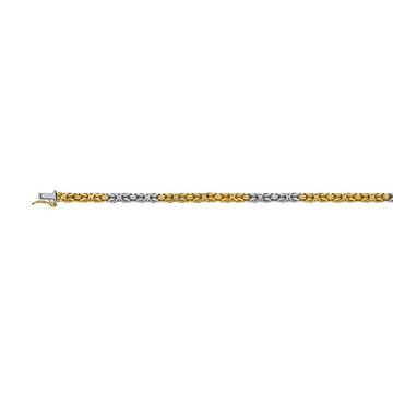 Bracelet Königskette klassisch Bicolor Gelb-/Weissgold 750, 19cm, 3.3mm