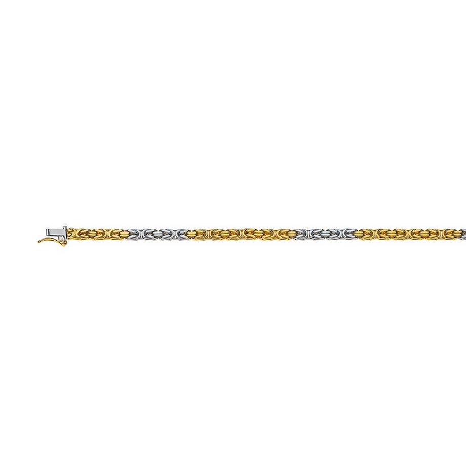 MUAU Schmuck  Bracelet chaine royale classique bicolore or jaune/blanc 750, 19cm, 3.3mm 