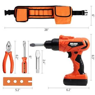 Activity-board  Ensemble de jouets d'outils de construction de ceinture à outils de 19 pièces, outil de construction réaliste pour enfants pour le jeu de rôle de CONSTRUCTION avec perceuse à batterie et accessoires d'outils de construction 