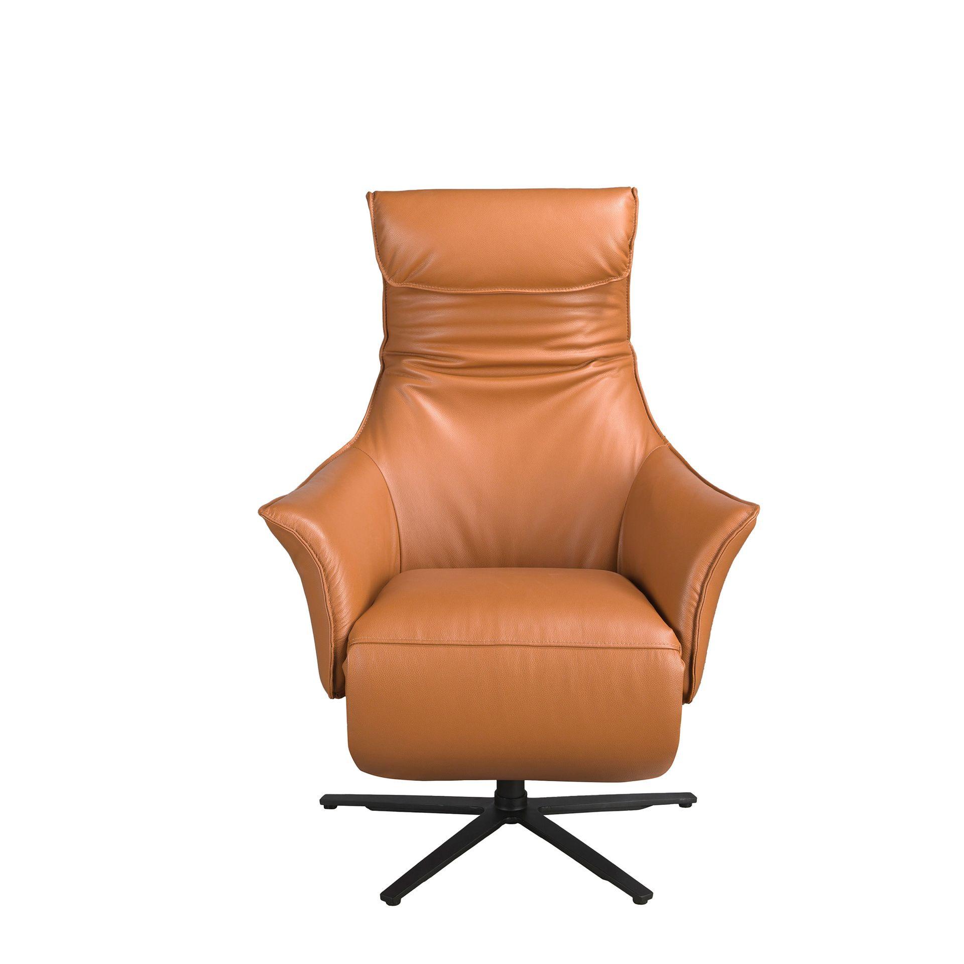 ANGEL CERDA Fauteuil pivotant en cuir brun  