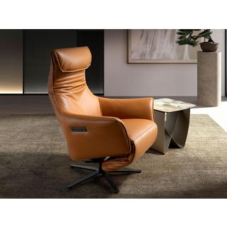 ANGEL CERDA Fauteuil pivotant en cuir brun  