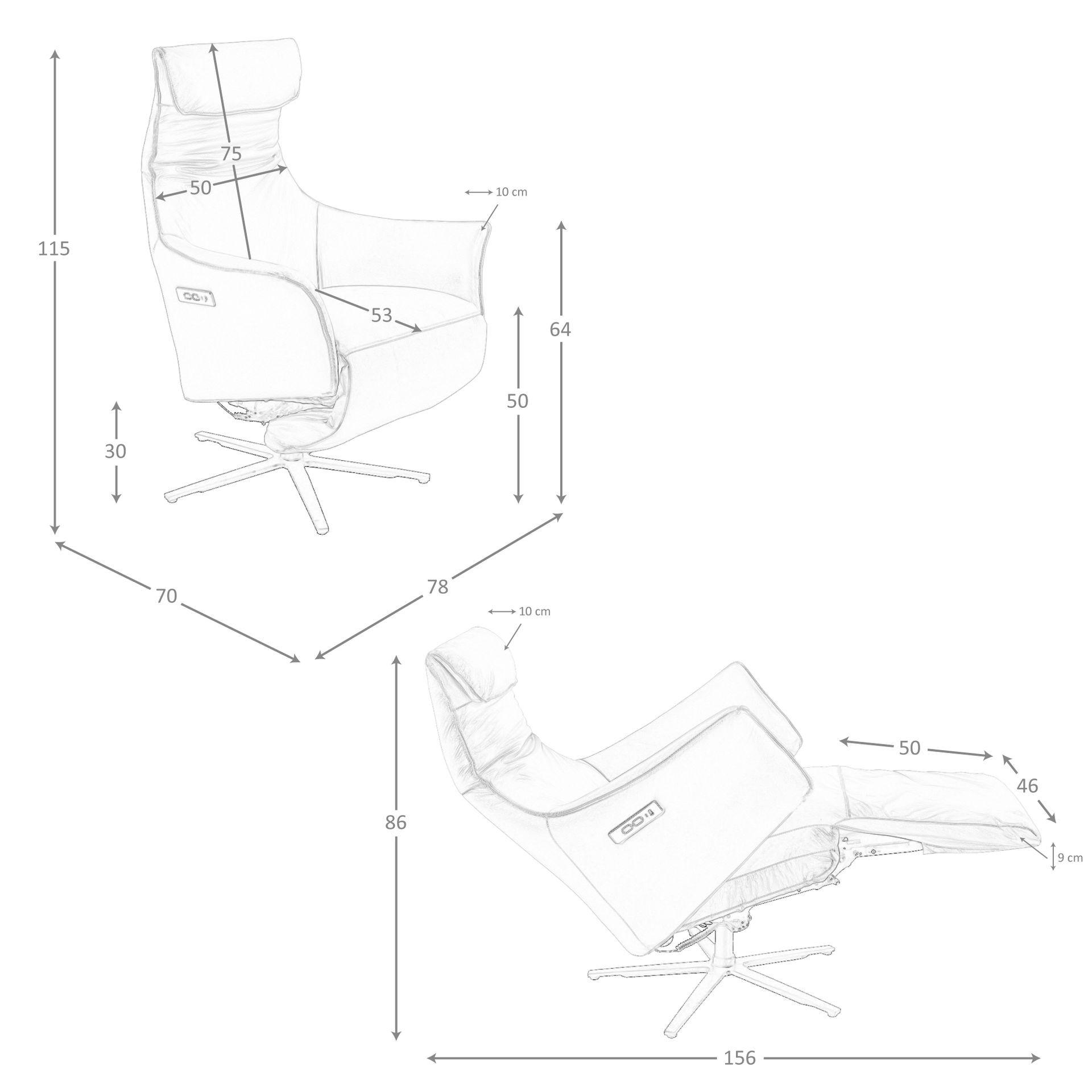 ANGEL CERDA Fauteuil pivotant en cuir brun  