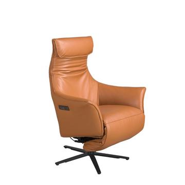 Fauteuil pivotant en cuir brun