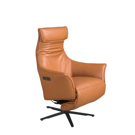 ANGEL CERDA Fauteuil pivotant en cuir brun  