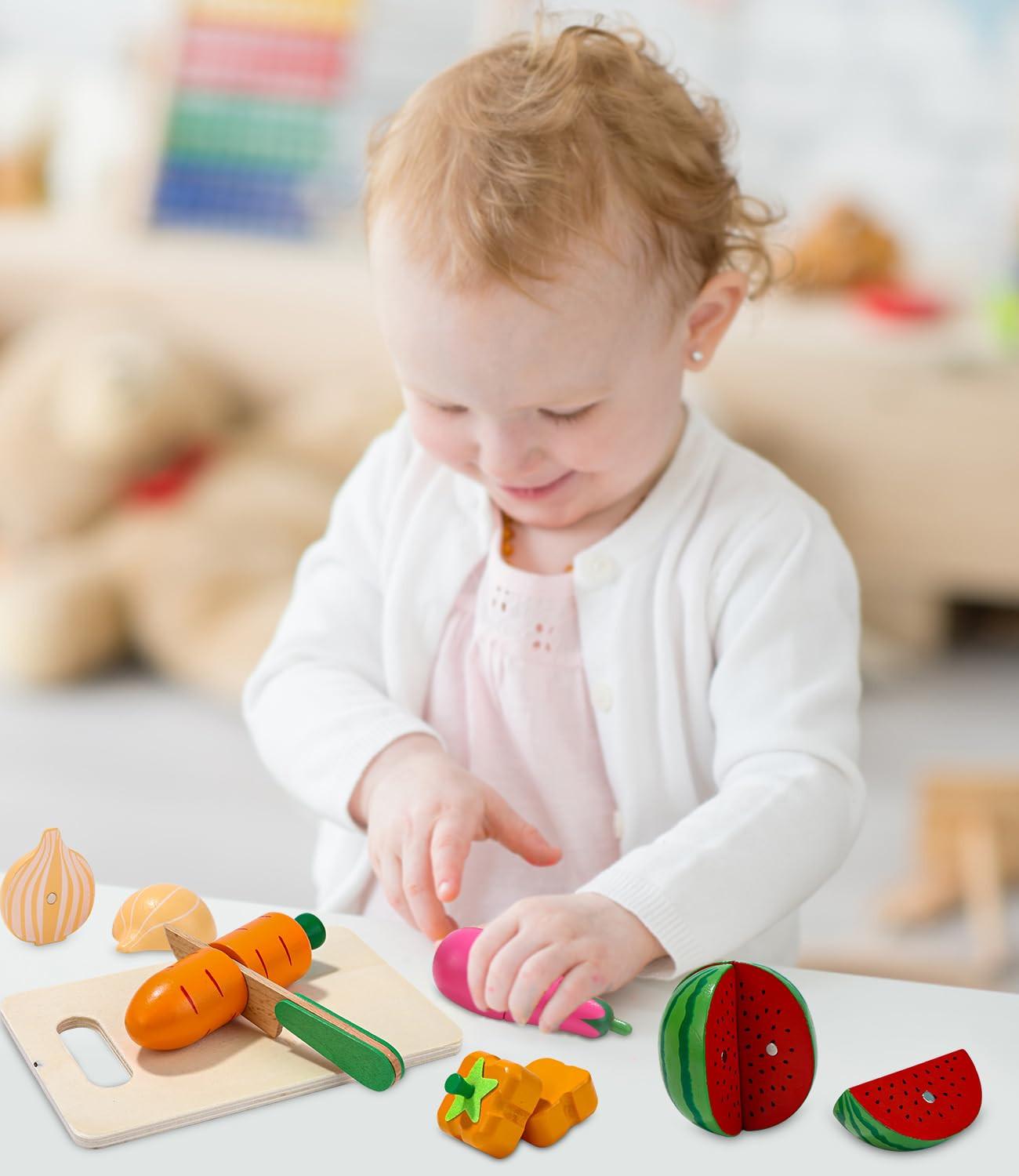 Activity-board  Jouet alimentaire en bois pour la cuisine des enfants, set de coupe de fruits et légumes pour le jeu de rôle, démontable, jouet éducatif alimentaire 