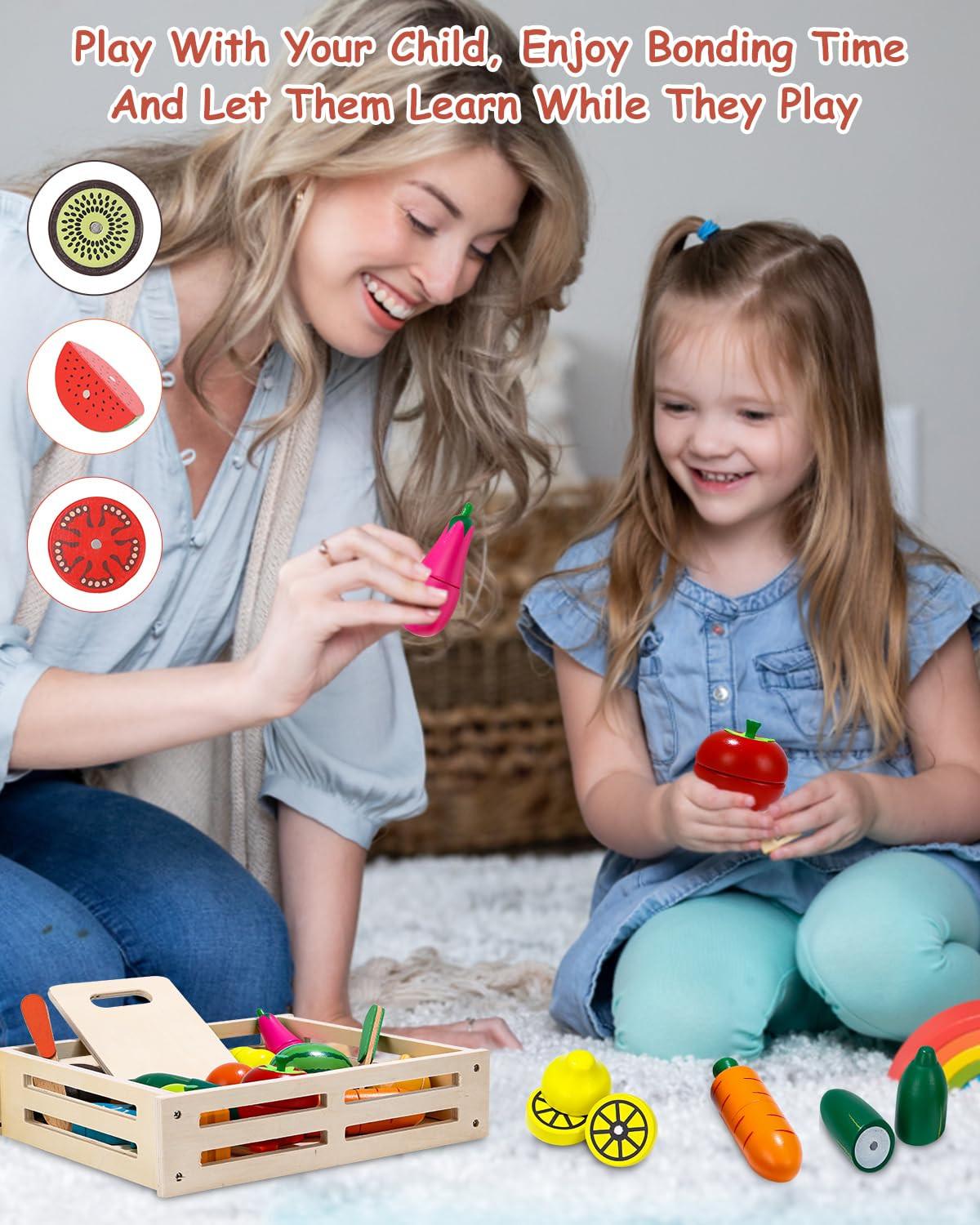 Activity-board  Jouet alimentaire en bois pour la cuisine des enfants, set de coupe de fruits et légumes pour le jeu de rôle, démontable, jouet éducatif alimentaire 