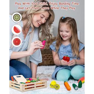 Activity-board  Jouet alimentaire en bois pour la cuisine des enfants, set de coupe de fruits et légumes pour le jeu de rôle, démontable, jouet éducatif alimentaire 