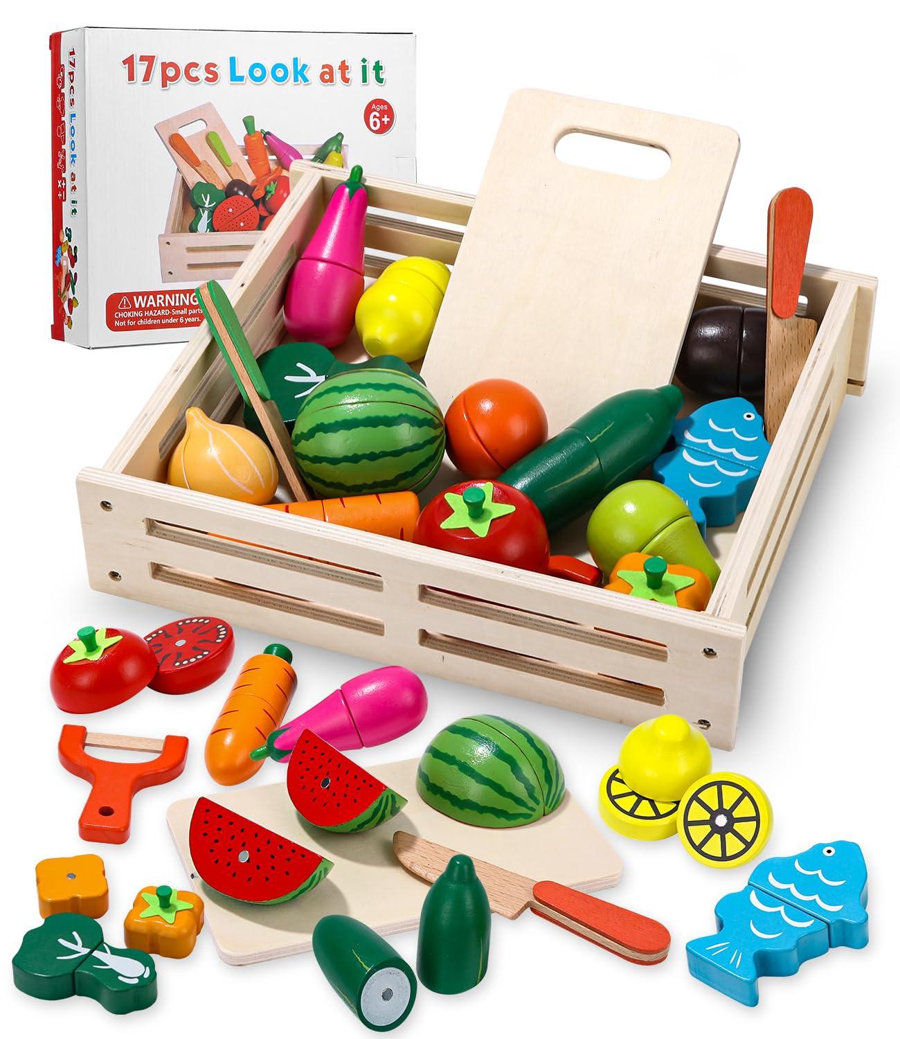 Activity-board  Jouet alimentaire en bois pour la cuisine des enfants, set de coupe de fruits et légumes pour le jeu de rôle, démontable, jouet éducatif alimentaire 