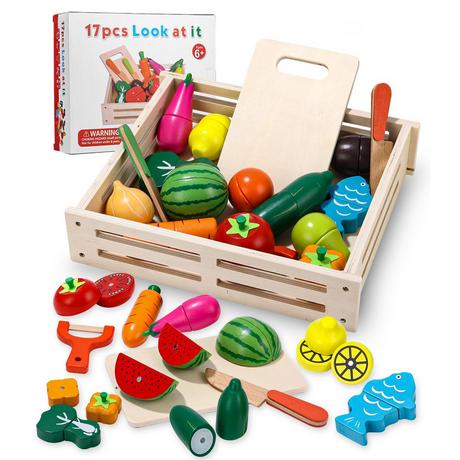 Activity-board  Jouet alimentaire en bois pour la cuisine des enfants, set de coupe de fruits et légumes pour le jeu de rôle, démontable, jouet éducatif alimentaire 