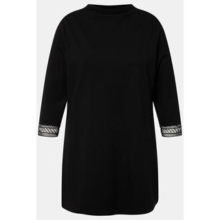 Ulla Popken  Sweat-shirt en jersey Point de Rome, à col montant et manches 3/4 