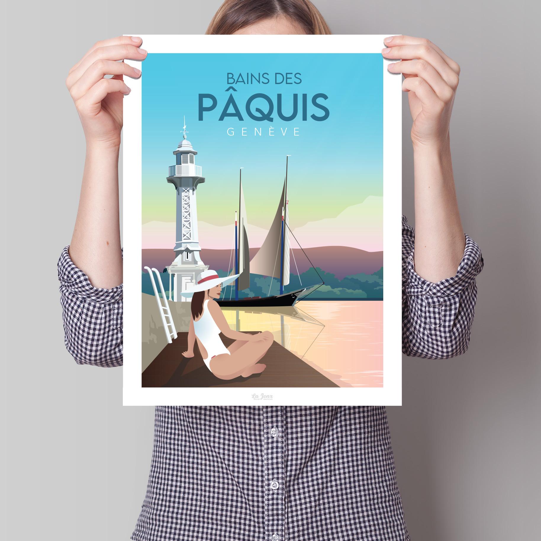 La-Jonx Bains des Pâquis - Le ponton - Poster  