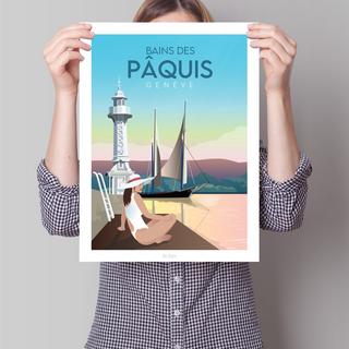 La-Jonx Bains des Pâquis - Le ponton - Poster  