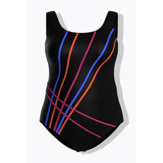 Ulla Popken Costume da bagno a righe senza coppe scollo rotondo  