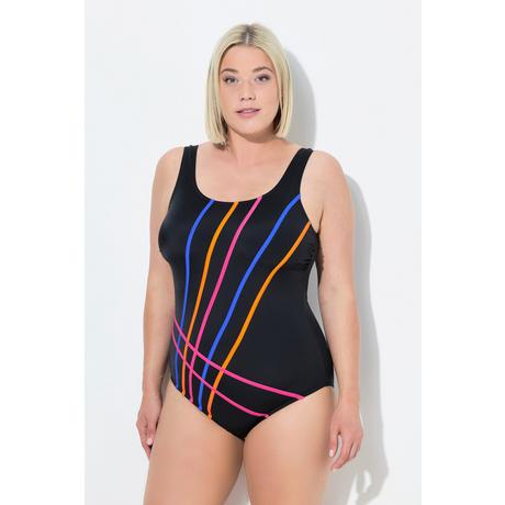 Ulla Popken Costume da bagno a righe senza coppe scollo rotondo  