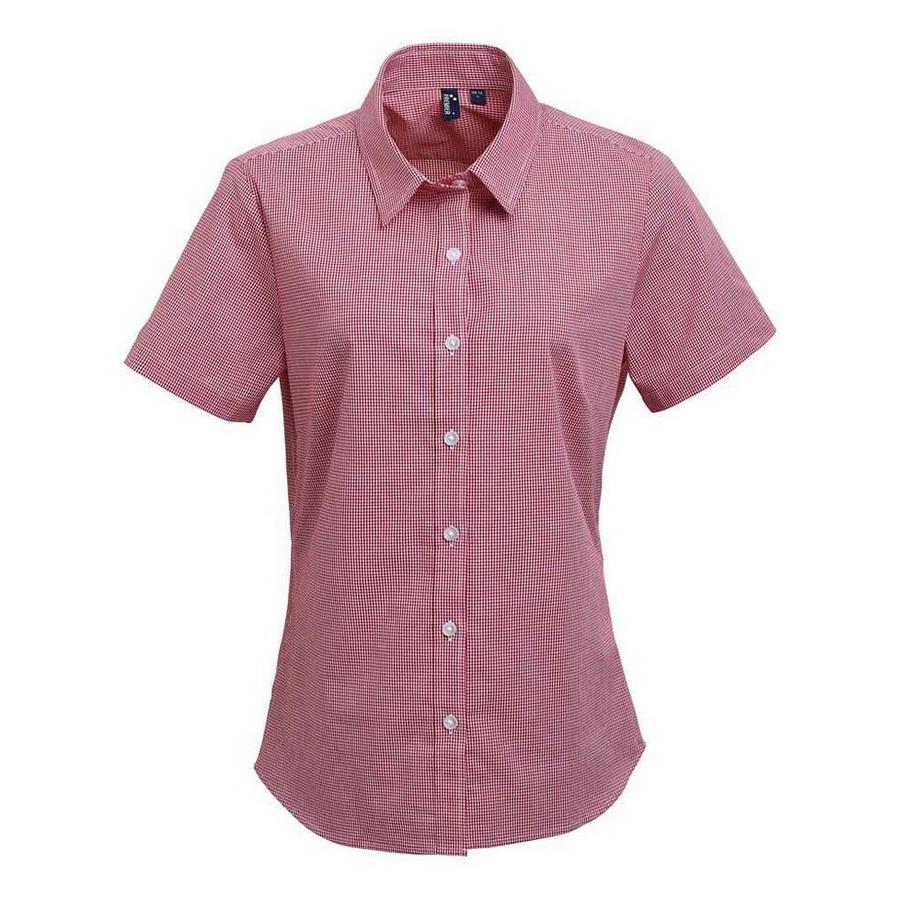 Camicia Micro Gingham A Quadri Maniche Corte