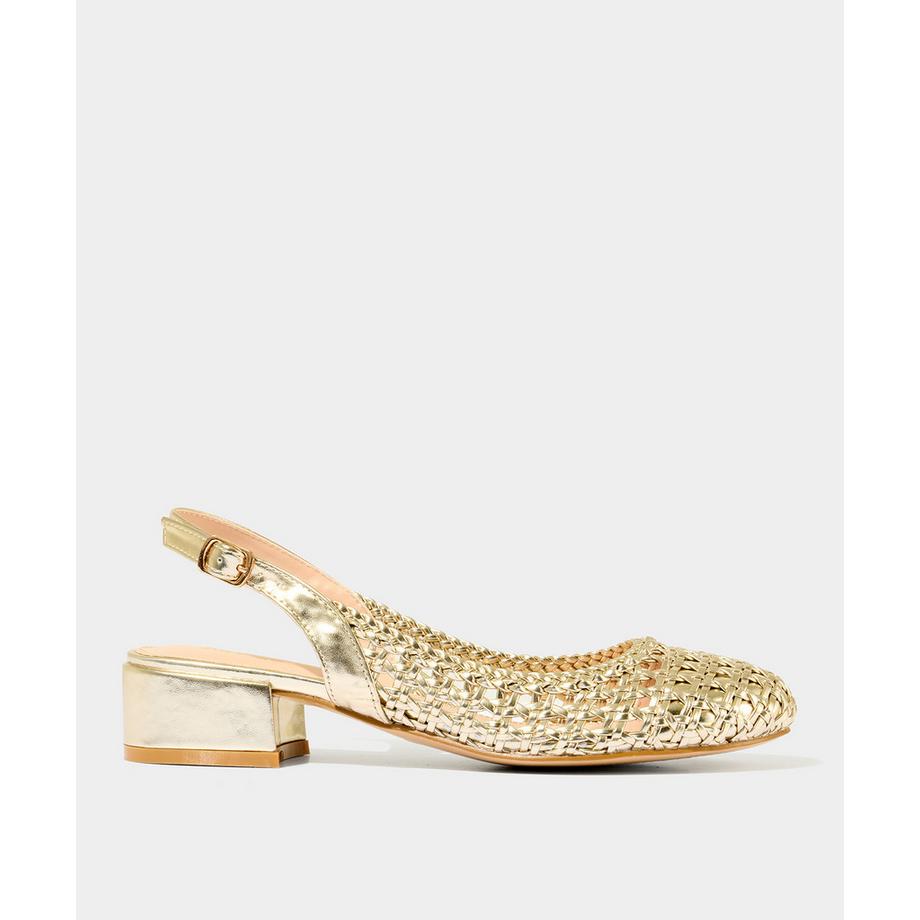 Joe Browns  Geflochtene Metallic Blockabsatz Sling Back Schuhe 