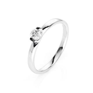 MUAU Schmuck  Solitär-Ring 585/14K Weissgold Diamant 0.25ct. 