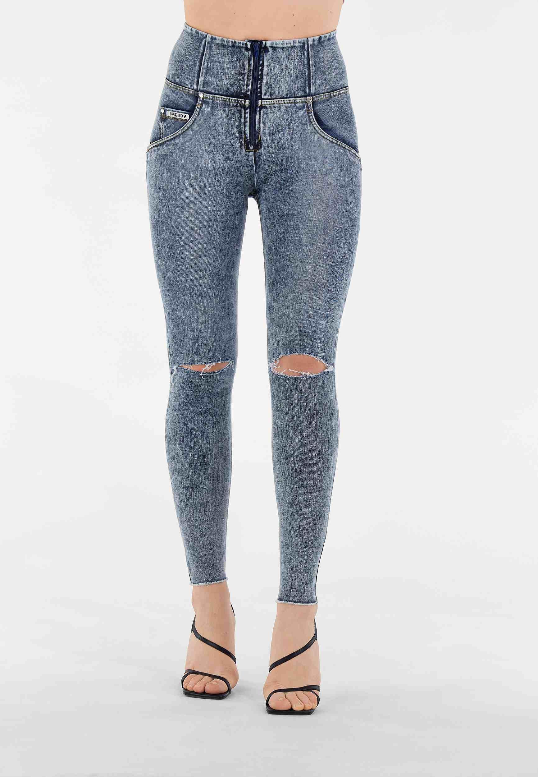 FREDDY  Jeans push up WR.UP® taille haute en denim navette effet marbré avec déchirures 
